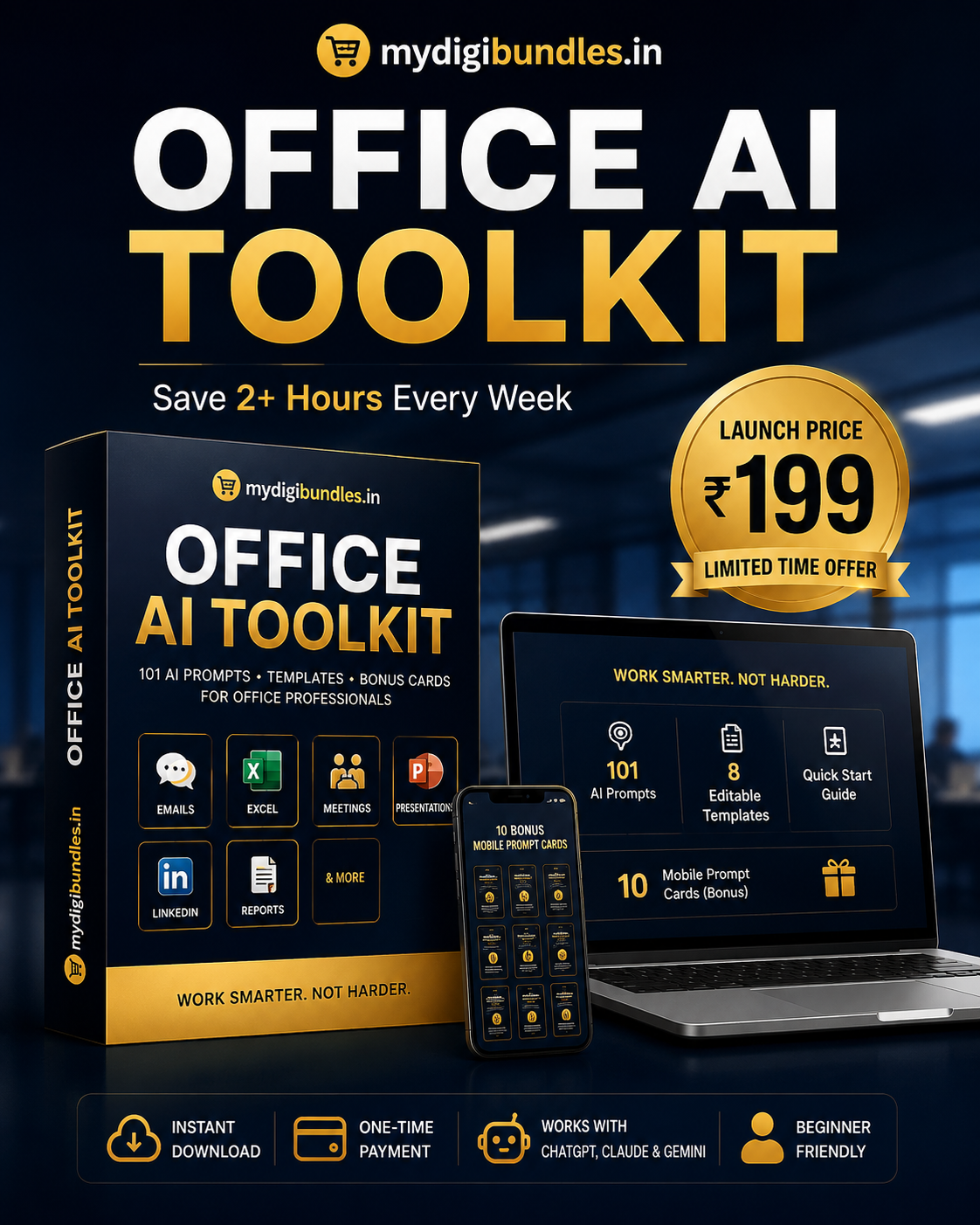 Office AI Toolkit — 101 AI prompts, editable templates and mobile prompt cards