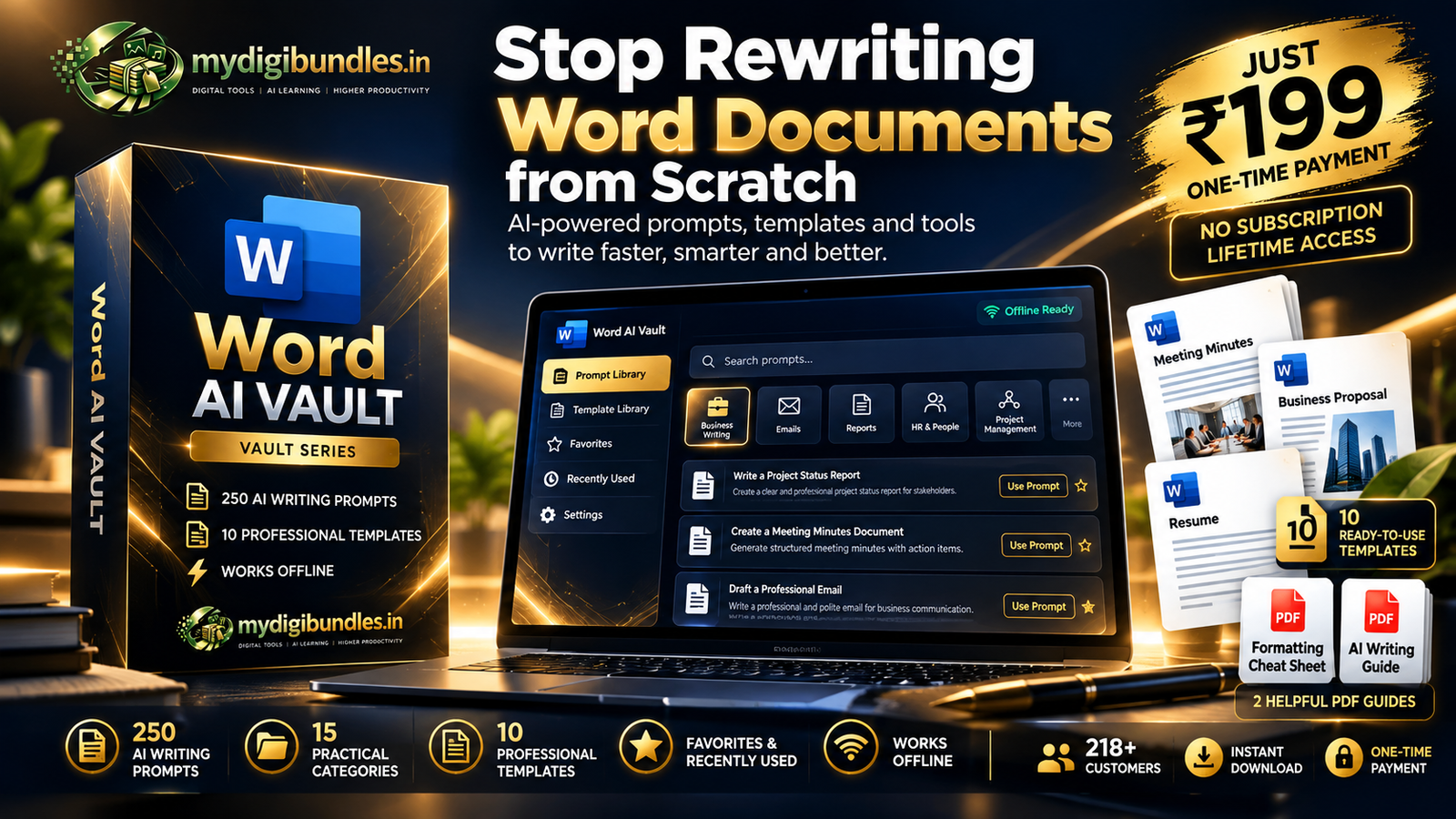Word AI Vault v1.0 — 250+ Word Prompts & Templates